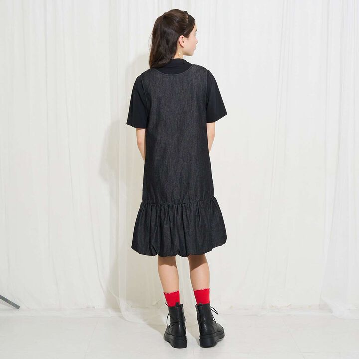 [AMI] Cool Touch Denim Balloon Jumper Skirt Inner Set,Black, medium image number 13