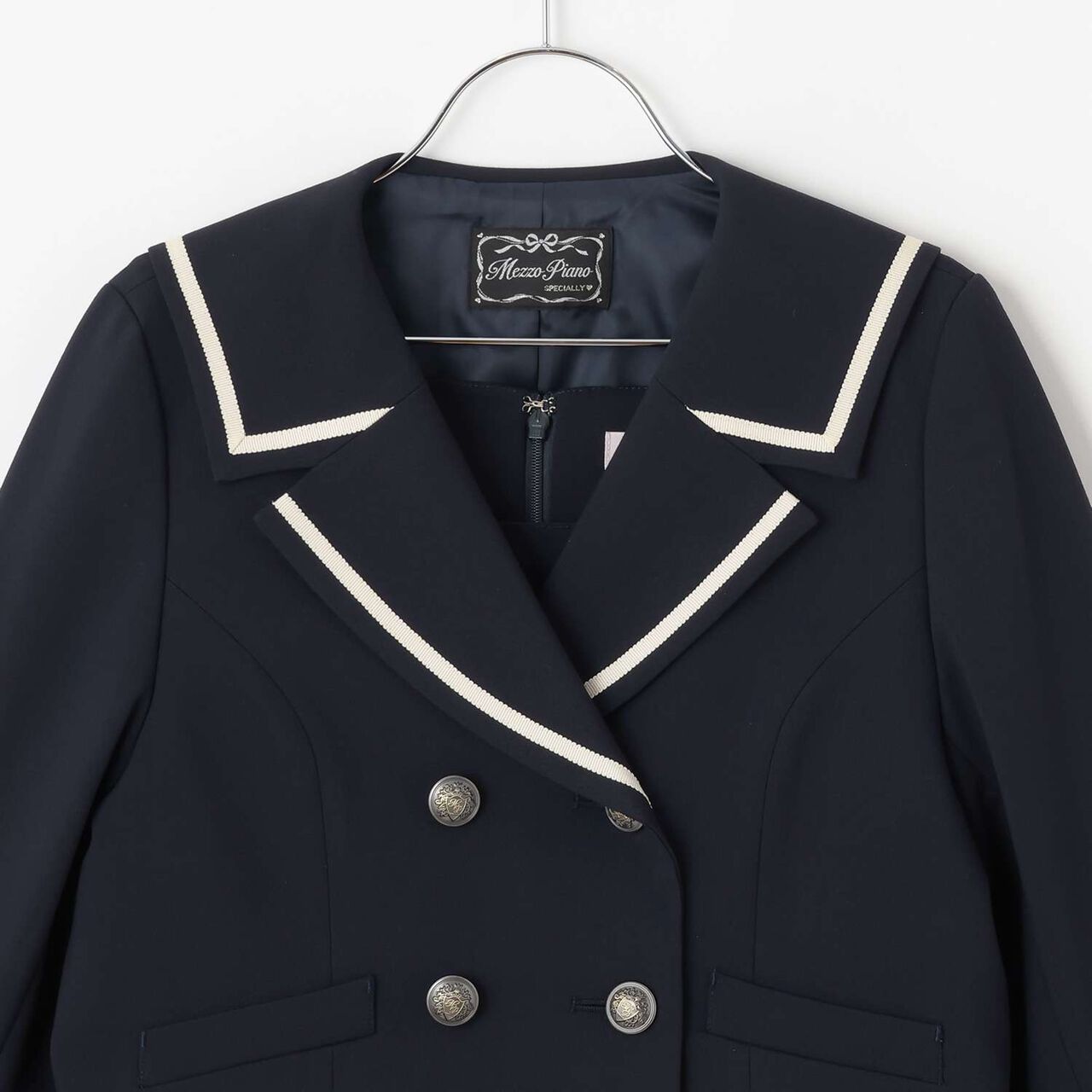 Sailor Short Jacket & Jumper Skirt Set,Beige, large image number 3