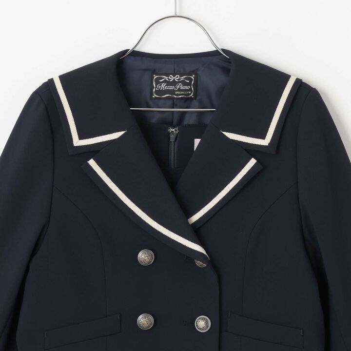 Sailor Short Jacket & Jumper Skirt Set,Beige, medium image number 3