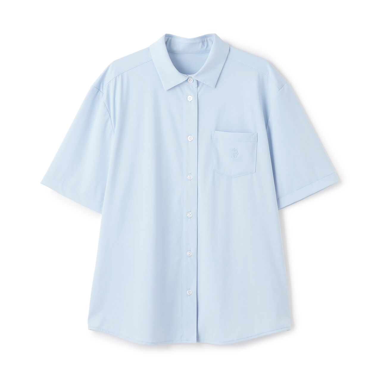 [UV Protection] Pointed Collar Short-Sleeve Cut and Sew Shirt,White, large image number 8