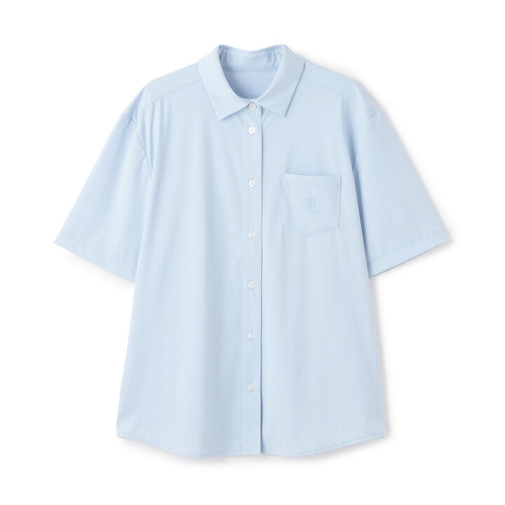 [UV Protection] Pointed Collar Short-Sleeve Cut and Sew Shirt,White, medium image number 8