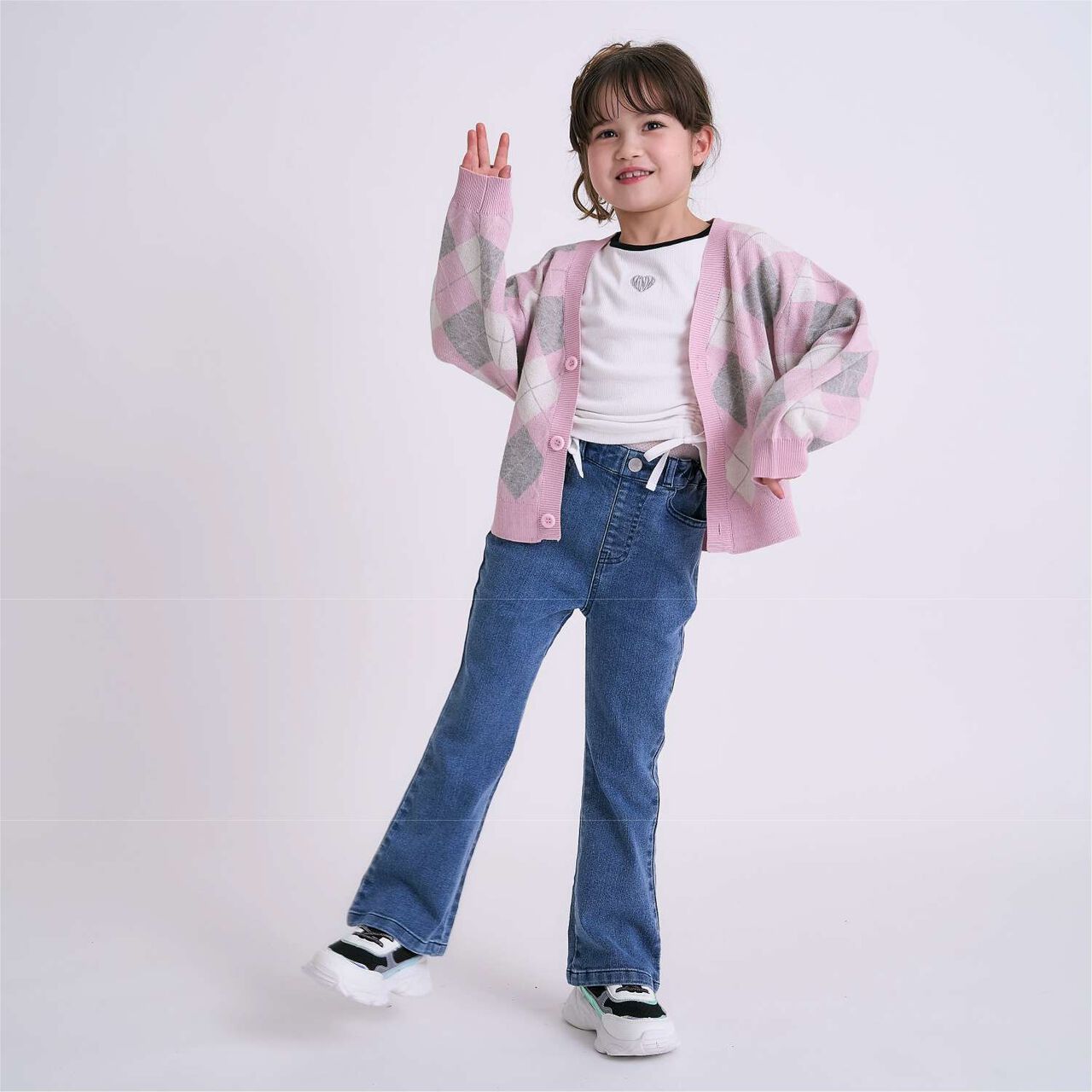 Stretch Denim Flared Pants,Blue, large image number 6