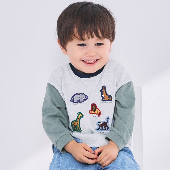 Assorted Embroidered Patch Long-Sleeve T-Shirt,, medium