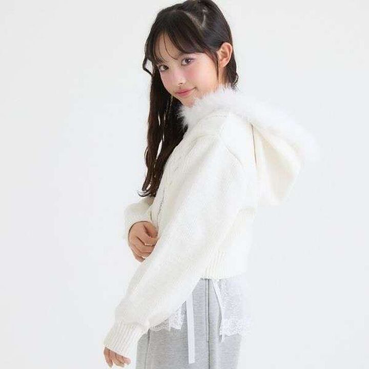 [Washable] Plush Knit Fur Zip Parka,Light pink, medium image number 11