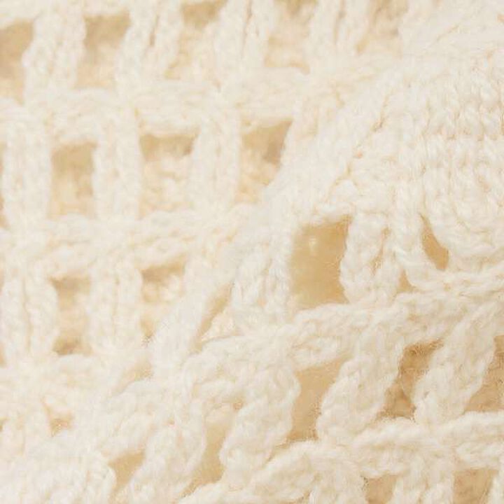 [Link] Flower Motif Black Crochet Cardigan,Ivory, medium image number 9