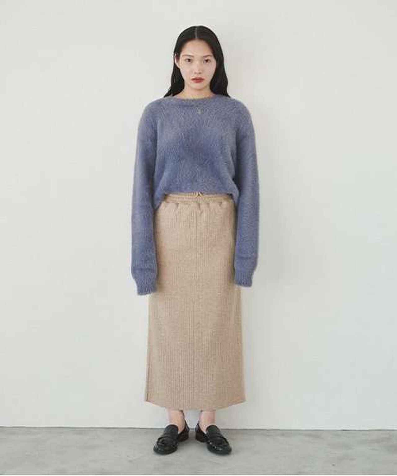 Cut Rib Tight Skirt,Beige, large image number 1