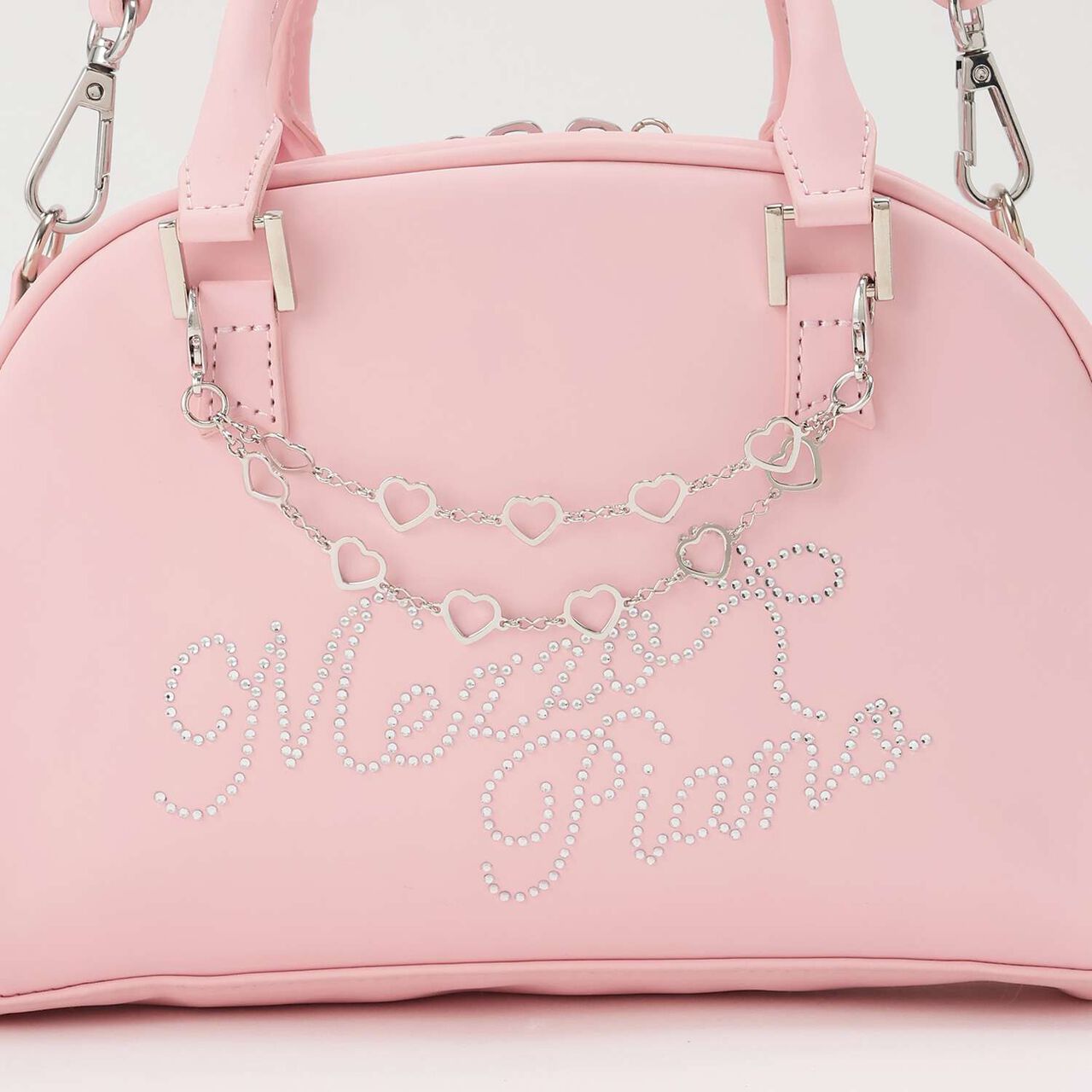 Rhinestone Logo 2 Way Shoulder Bag,White, large image number 2