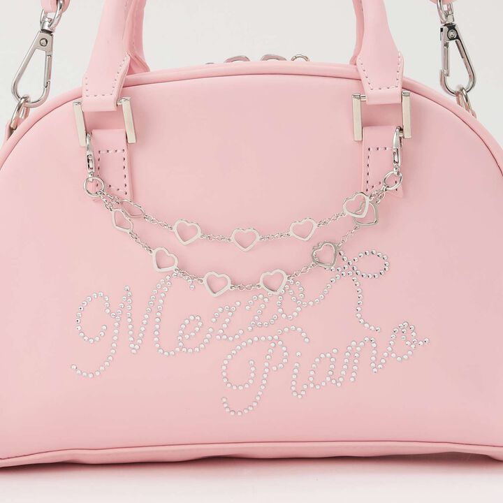 Rhinestone Logo 2 Way Shoulder Bag,White, medium image number 2