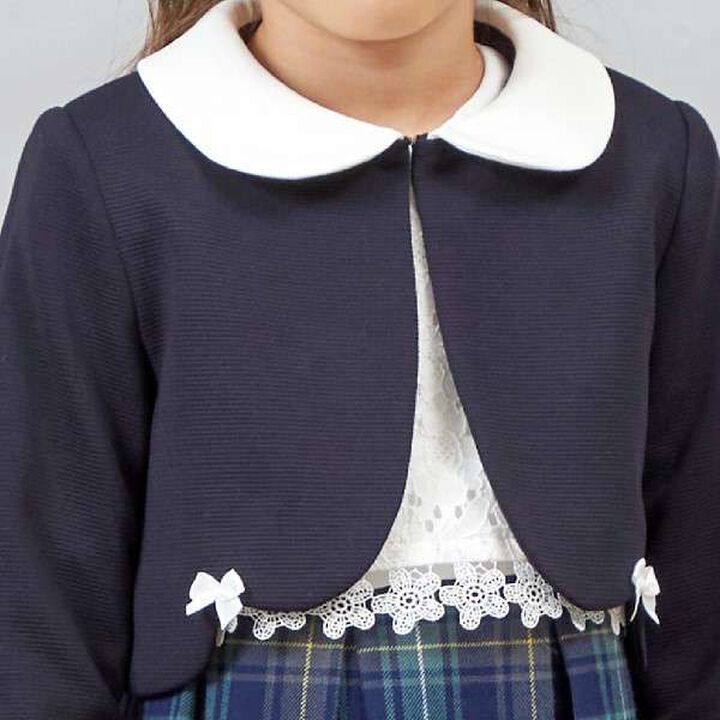 KP Ripple Ponte Fabric Collared Bolero [110-130],Off white, medium image number 12