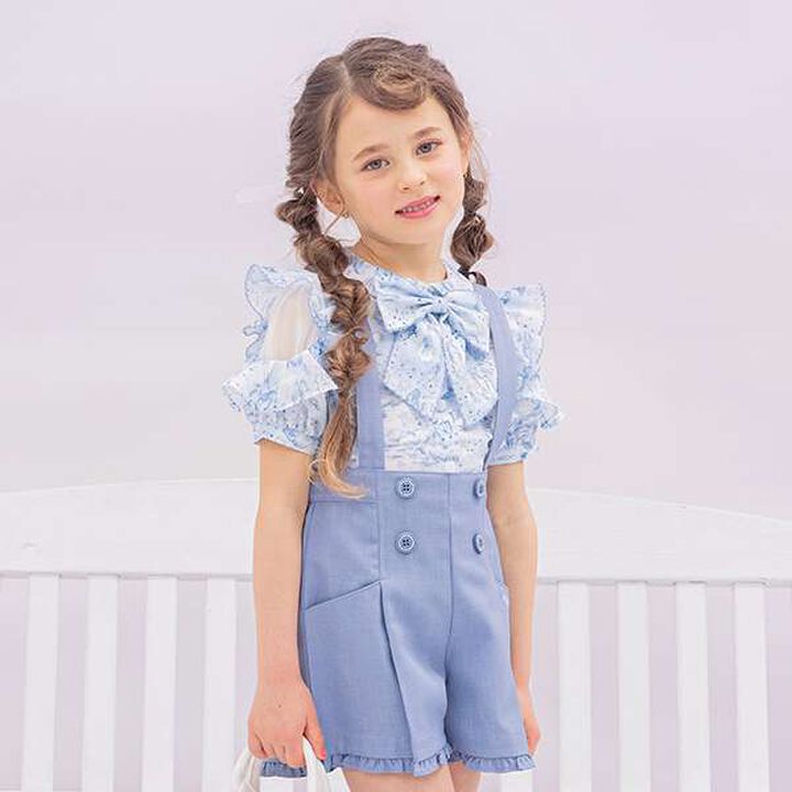 Frill Bow Tie Blouse,Blue, medium image number 0