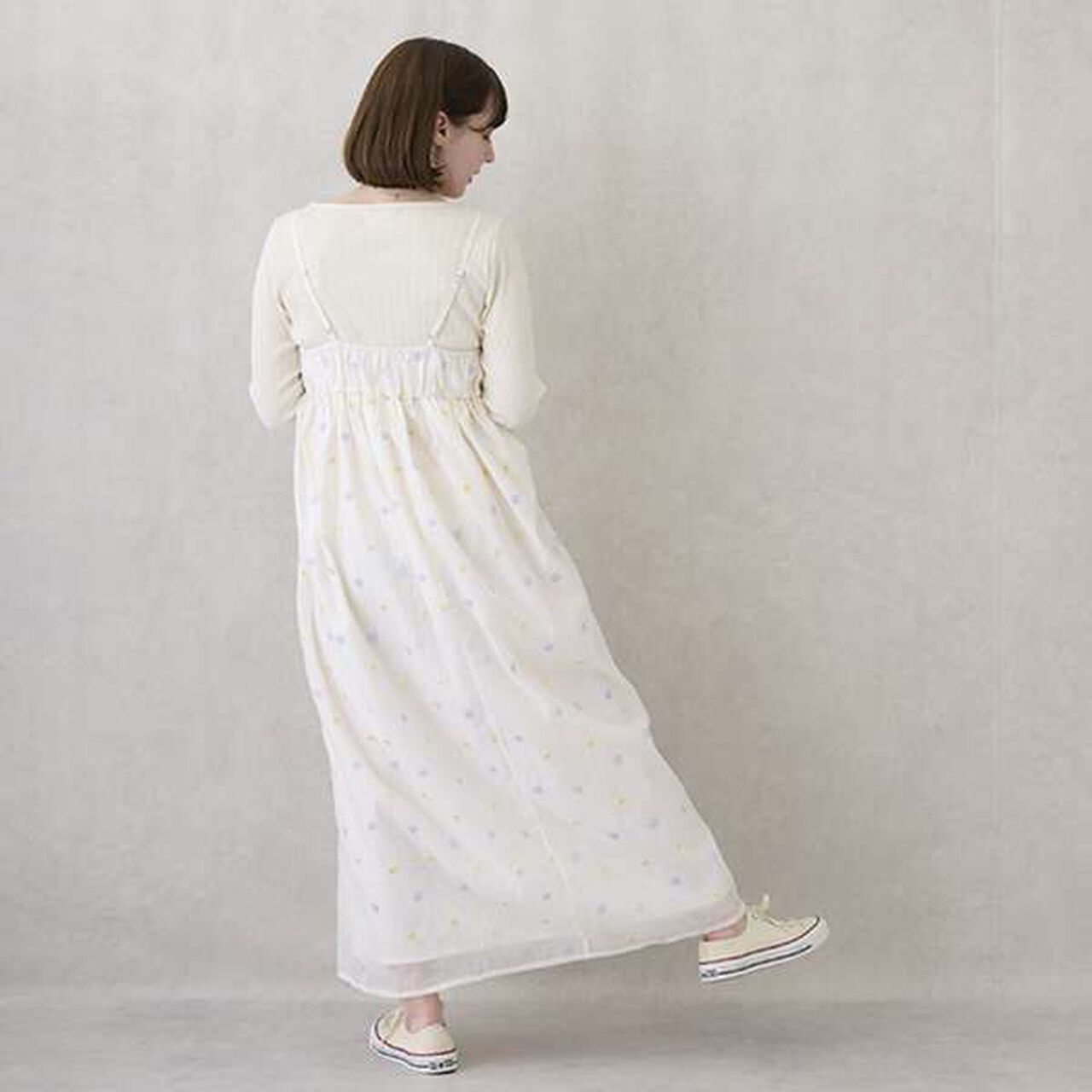 [Link] Floral Embroidery One-Piece Dress,Light pink, large image number 9