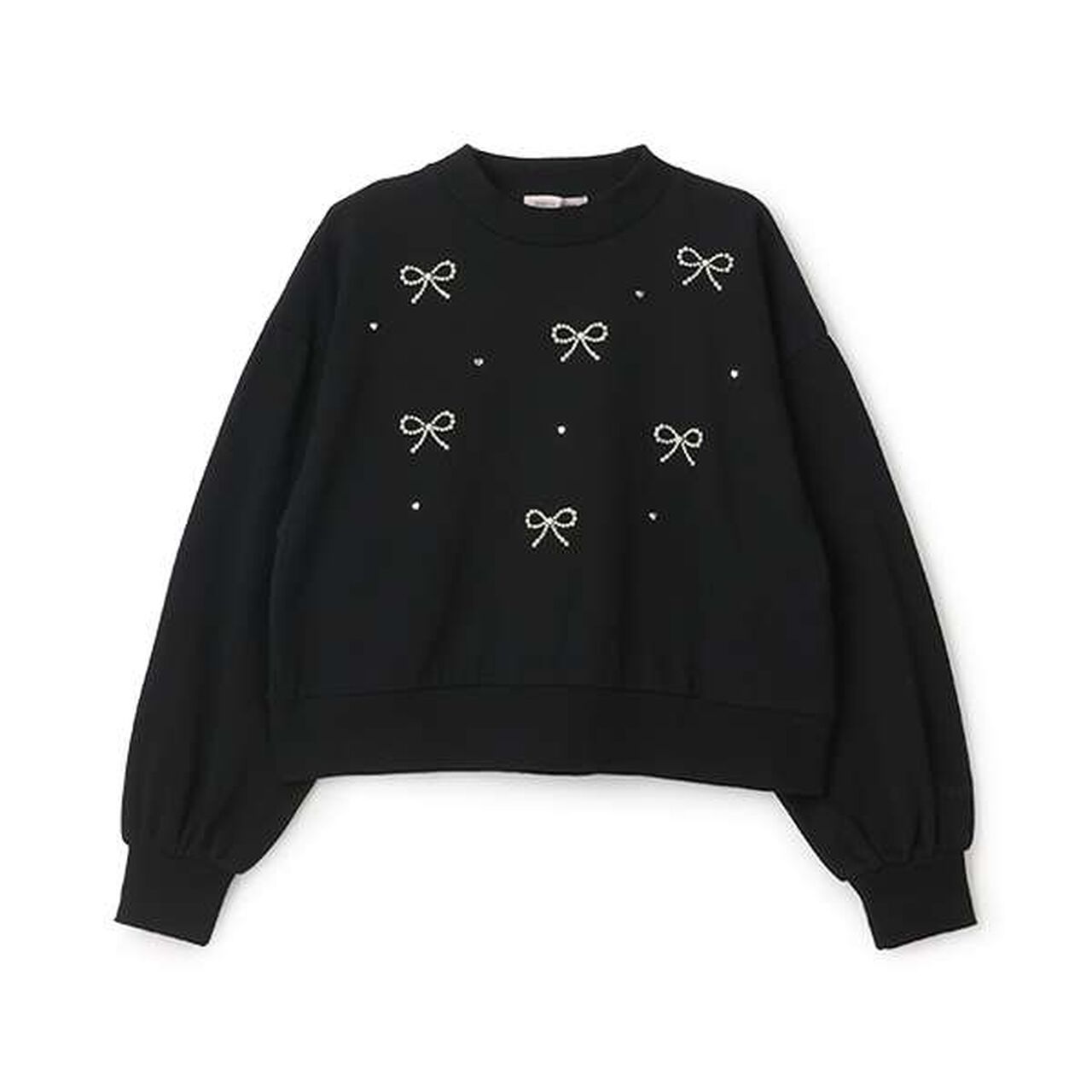 Many Pearl Ribbon Sweatshirt,Emerald green, large image number 8