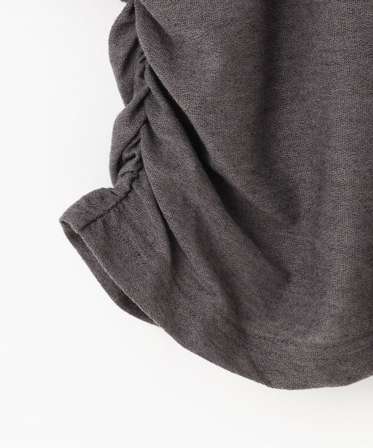 Tie-Detail Gathered Off-Shoulder Cut and Sew Top,Gray, large image number 7