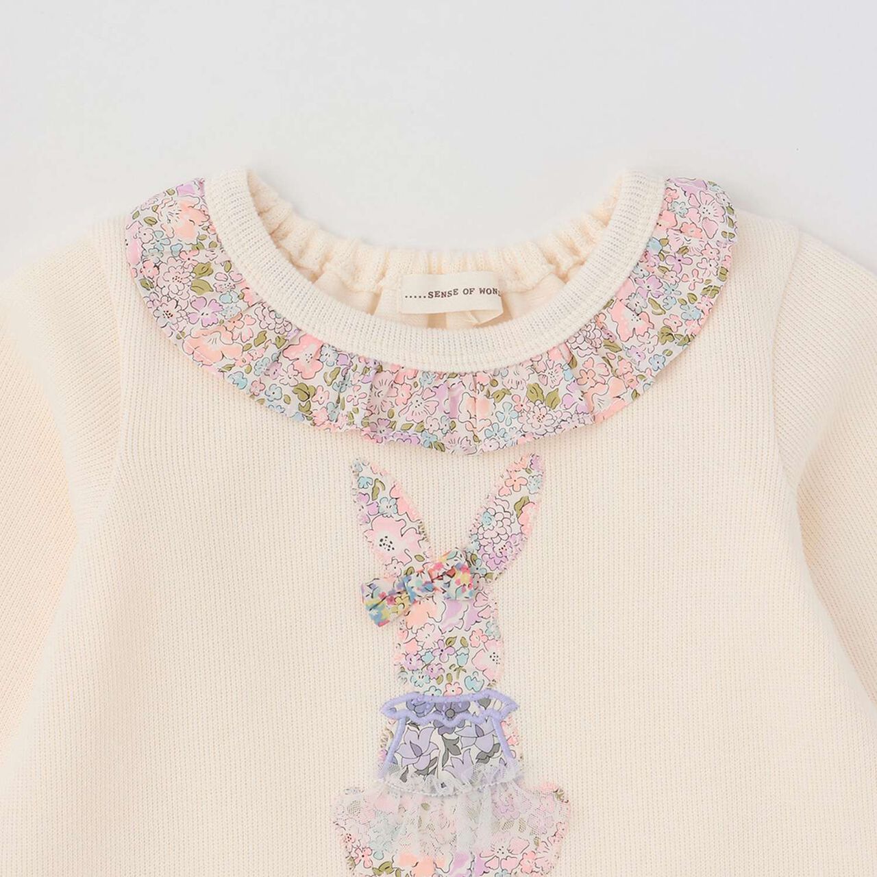 Liberty Appliqu&eacute; Rabbit One-Piece Dress Set,Pearl white, large image number 3