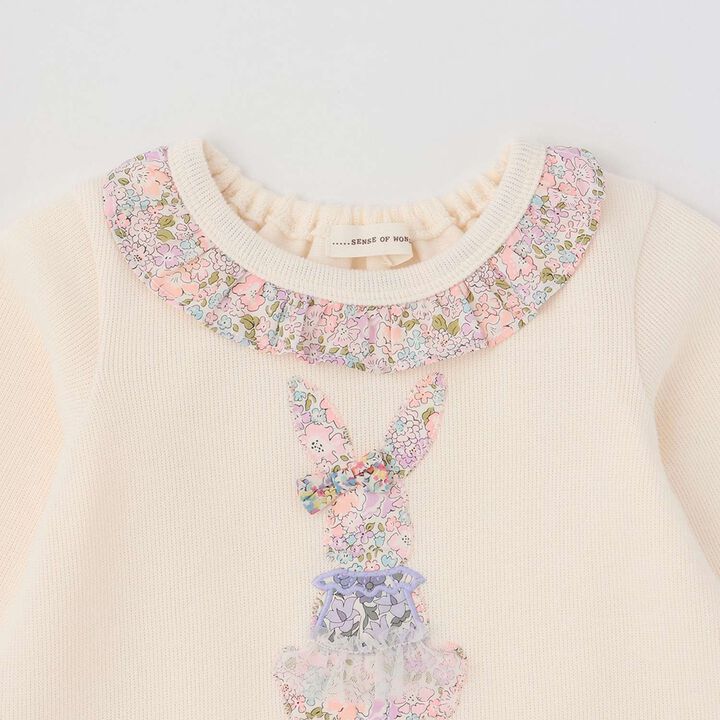 Liberty Appliqu&eacute; Rabbit One-Piece Dress Set,Pearl white, medium image number 3