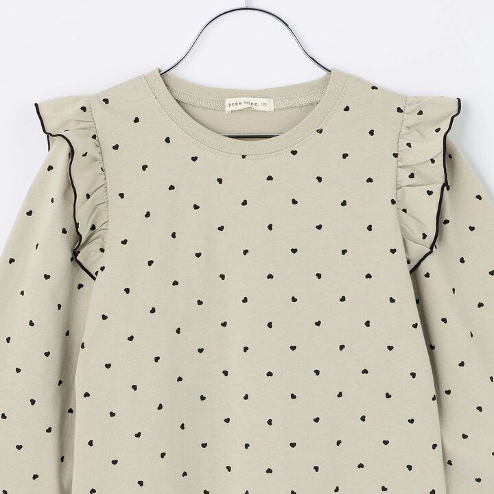 [100% Cotton] [Muteki T] [Stain Resistant/UV/Quick-Dry] Frilled Volume Sleeve All-Over Pattern T-Shirt for Girls [Kids],Blue gray, medium image number 22