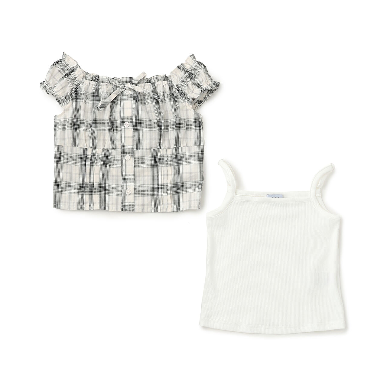 [With Inner Lining] Off-Shoulder Blouse Set,Multi color, large image number 4