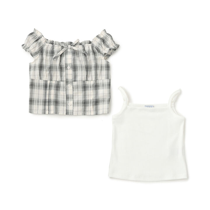 [With Inner Lining] Off-Shoulder Blouse Set,Multi color, medium image number 4