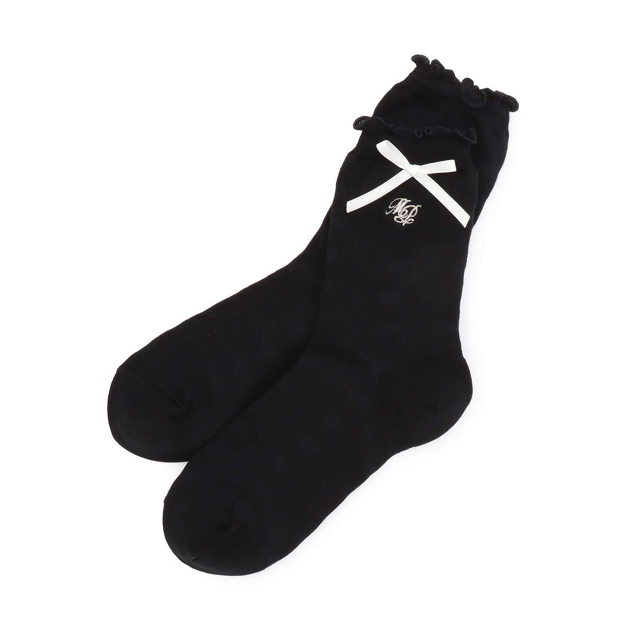 Mellow & Ribbon Socks,Black, large image number 0