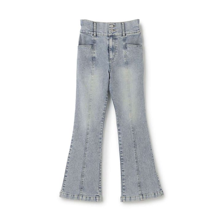 [Stretch] Stylish Flare Denim Pants,Sax blue, medium image number 14