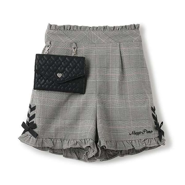 Glen Check Shorts with Pouch,Gray, medium image number 0
