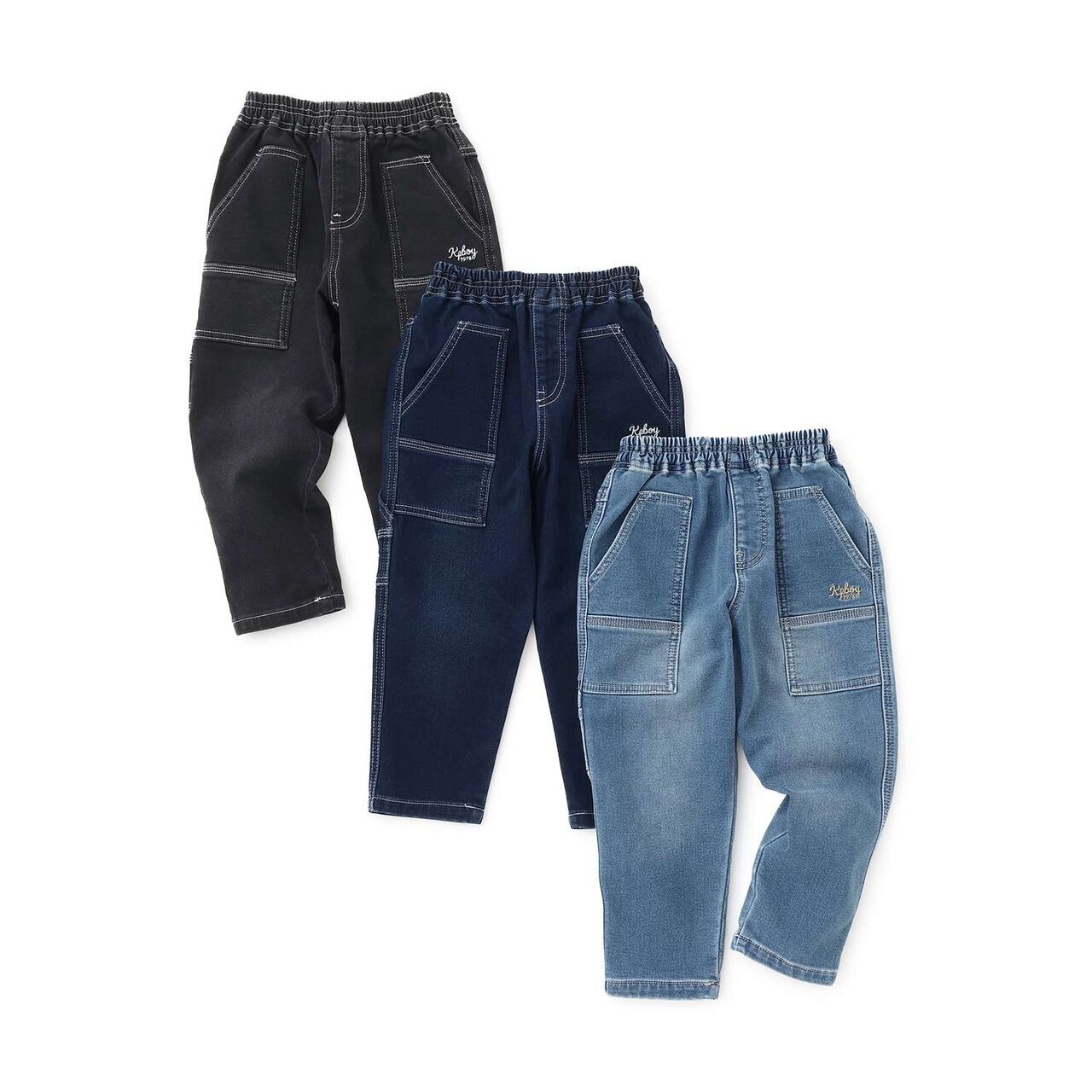 Stretch Denim Painter Pants,Navy, large image number 9