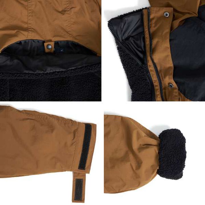 Water-Repellent Nylon 3-Way Coat with Boa Inner,Khaki, medium image number 6