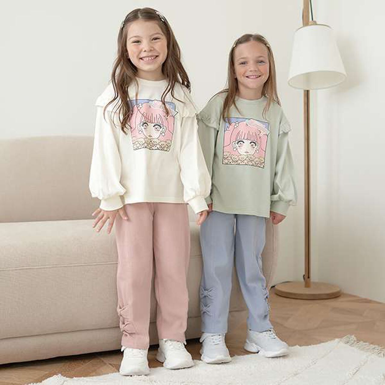 Non-Deforming Girls' Frill Big T-Shirt,Mint, large image number 6