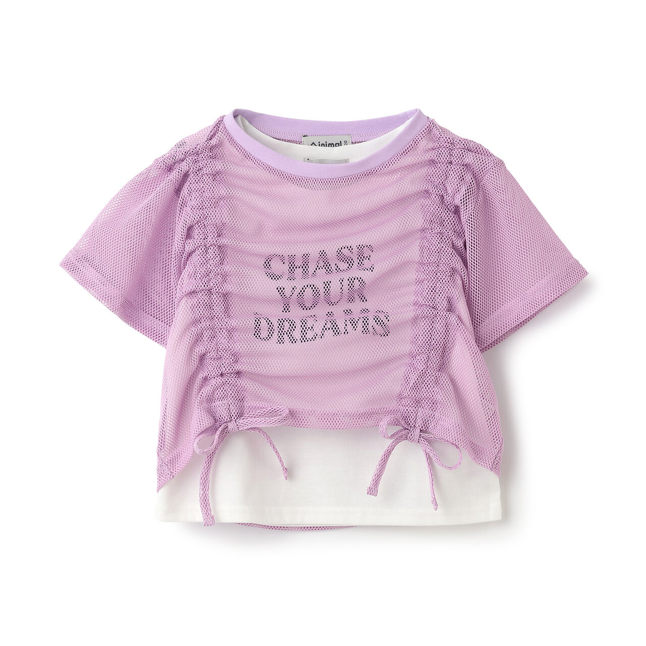 [Inner Lining Included] Mesh Drawstring Short Sleeve T-Shirt,Lavender, large image number 15
