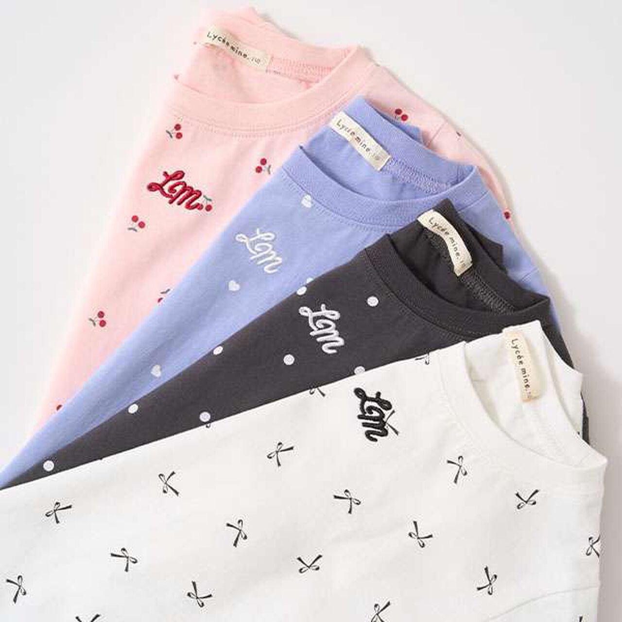 [Soft Cotton] Assorted All-Over Pattern T-Shirt with Tuck Sleeves,Moderate blue, large image number 4