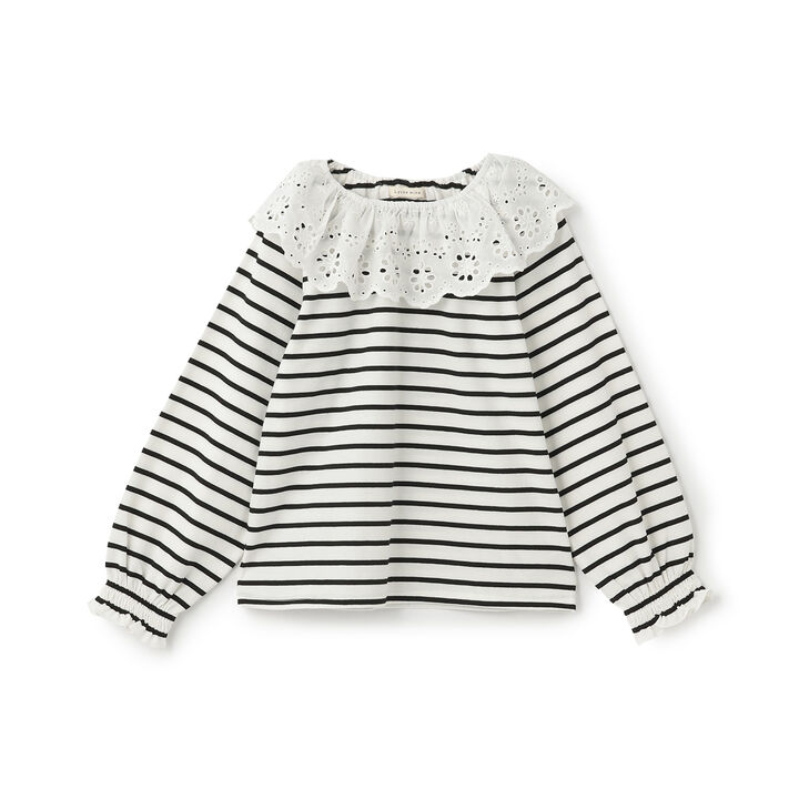 Round Cotton Lace Long-Sleeve T-Shirt,Black, medium image number 15