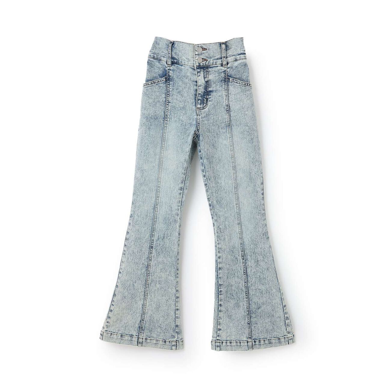 Stretch Style-Up Flare Denim Pants,Sax blue, large image number 10