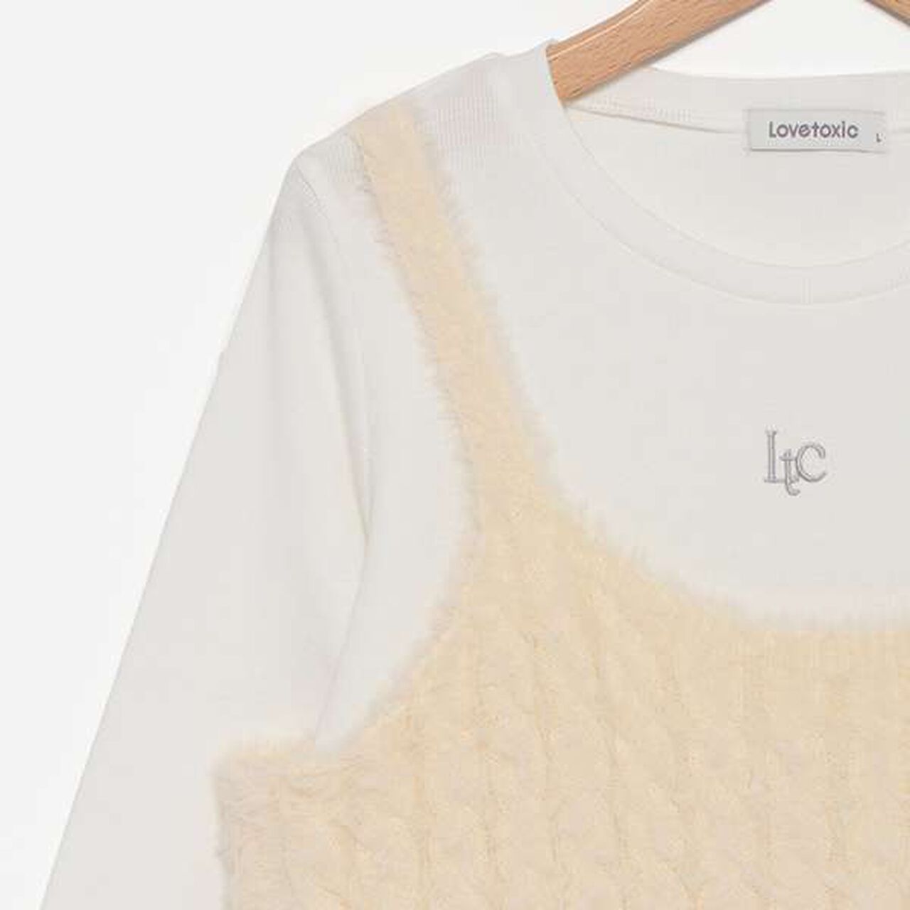 Washable Shaggy Vest Inner Set,Light gray, large image number 17