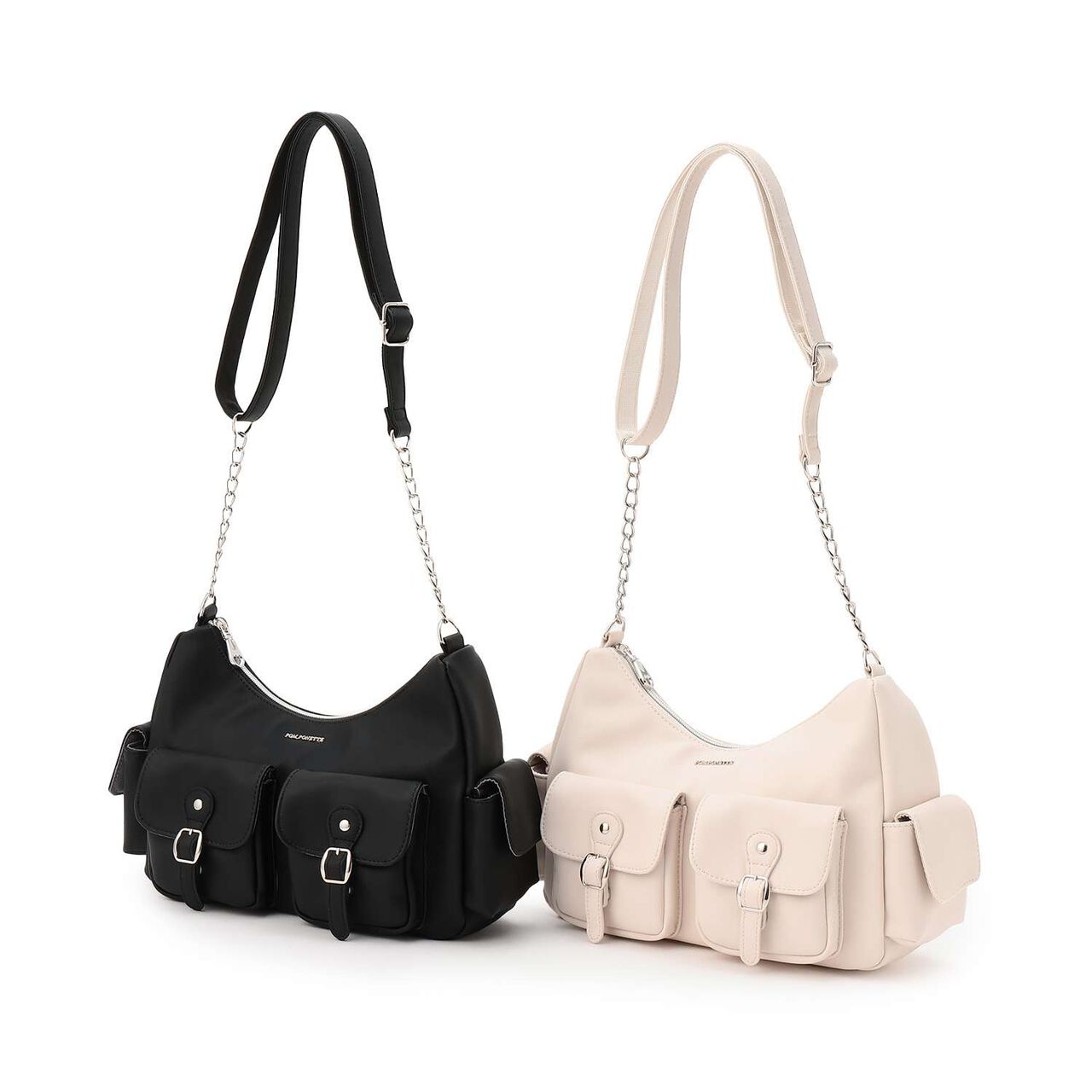 Faux Leather Pocket Shoulder Bag,Off white, large image number 7