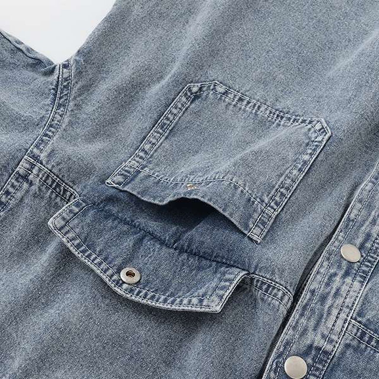 [100% Cotton] Denim Short-Sleeve Outfit Set,Blue, large image number 10