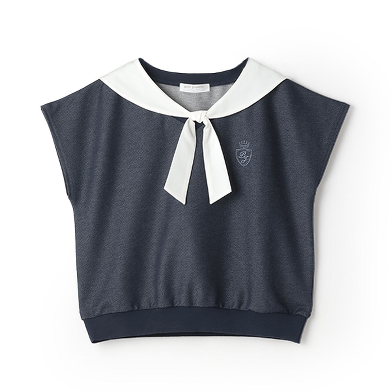 Cut Denim 2 WAY Sailor Top,Navy, large image number 0