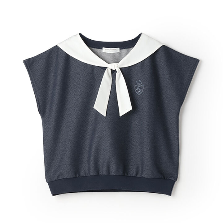 Cut Denim 2 WAY Sailor Top,Navy, medium image number 0