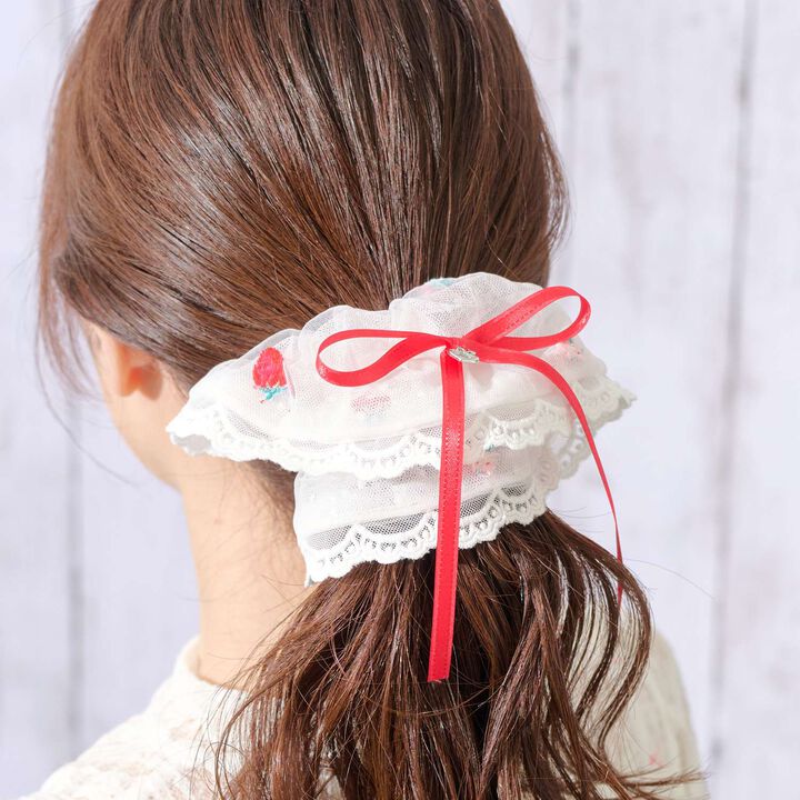 Strawberry Embroidery Hair Tie,, medium
