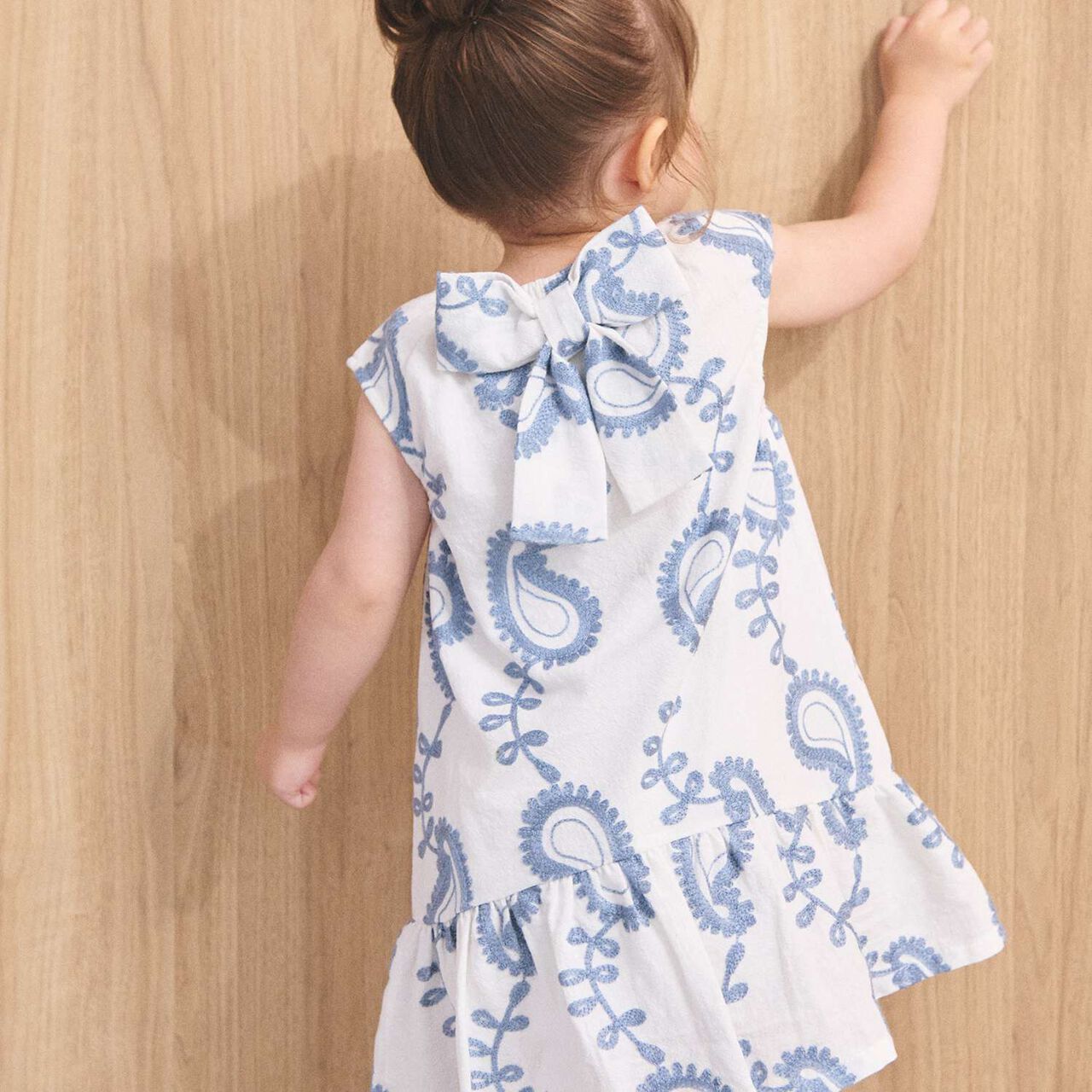 [Link] Paisley Embroidered One-Piece Dress,Cream, large image number 1