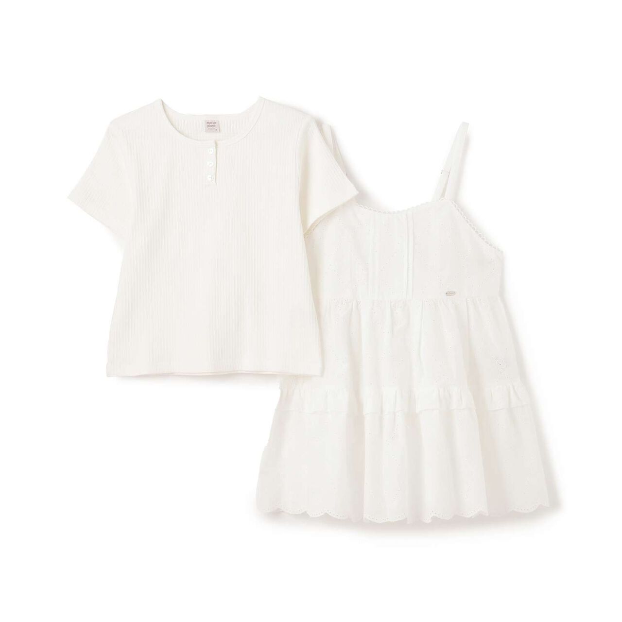 Ribbon Lace Tunic & [Cool Touch] T-Shirt Set,Off white, large image number 2