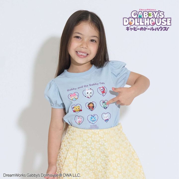 [Gabby's Dollhouse Soft Cotton] Puff Sleeve Printed T-Shirt,Blue gray, medium image number 0