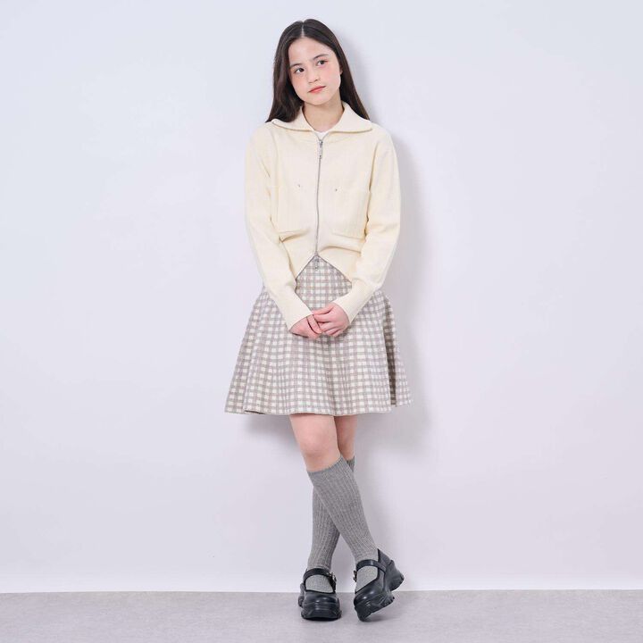 [AMI] Double Zipper Knit Cardigan × Checkered Mermaid Skirt,, medium