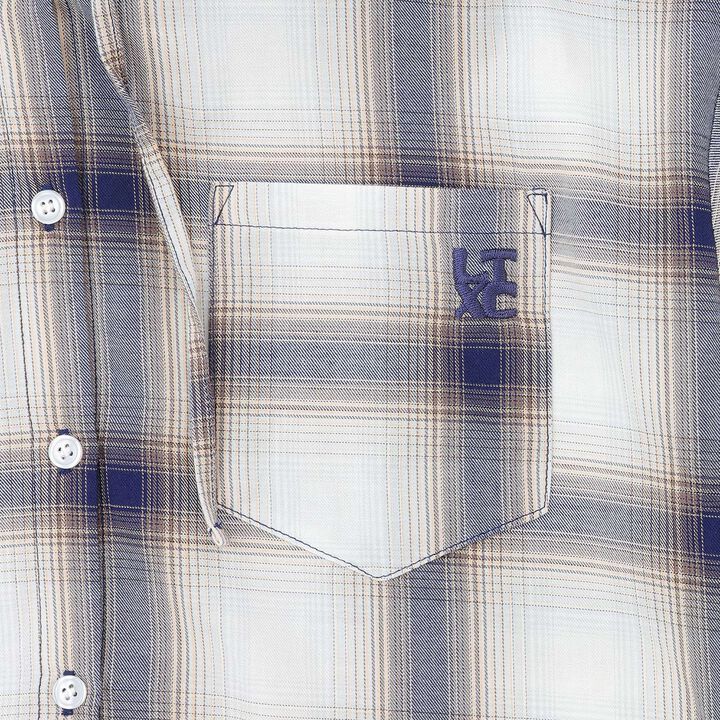 [LTXC/接觸涼感] 格紋短袖襯衫連帽外套,淡卡其色, medium image number 10