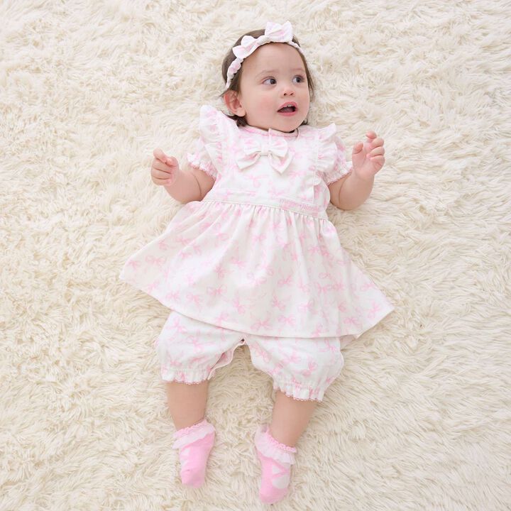 Ribbon Pattern Apron & Headband Set [Box Included],Pink, medium image number 11