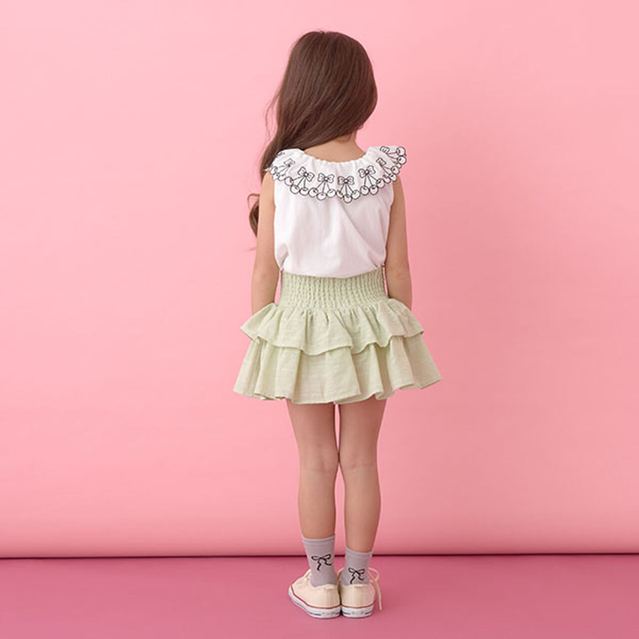 [Soft Cotton] Cherry Lace Collar Top,Light orange, large image number 18