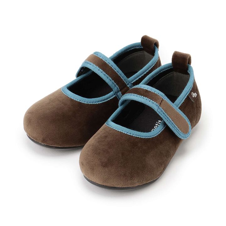 Velour One-Strap Shoes,Mocha tea, medium image number 0
