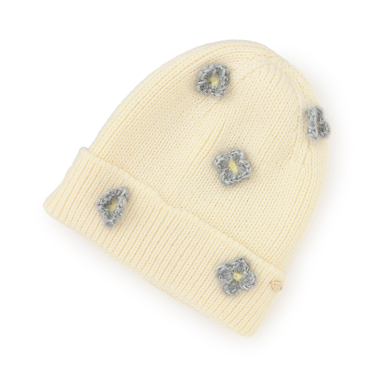 Flower Knit Beanie,Charcoal gray, large image number 3