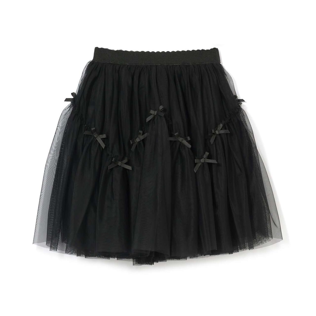 Wavy Panel Gathered Tulle Skirt [Lycee Mine Ballet Series],Black, large image number 4