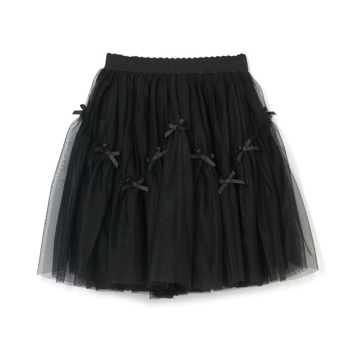 Wavy Panel Gathered Tulle Skirt [Lycee Mine Ballet Series],Black, medium image number 4