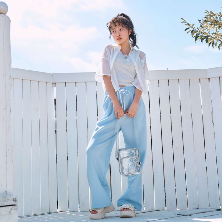 [LTXC / Quick-Dry Absorbent] Star Embroidered Track Pants,Turquoise, medium image number 1